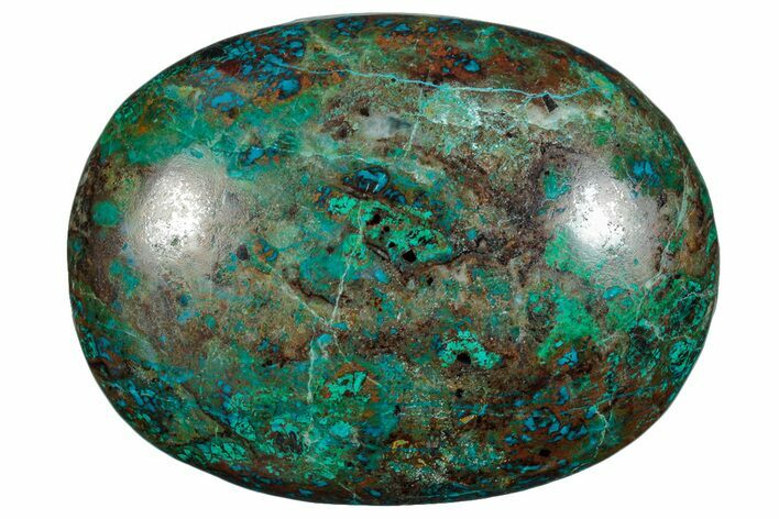 Polished Chrysocolla and Malachite Palm Stone - Peru #258676